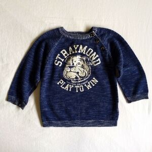 h&m l.o.g.g. blue graphic knit crewneck sweater 12-18 months baby boy